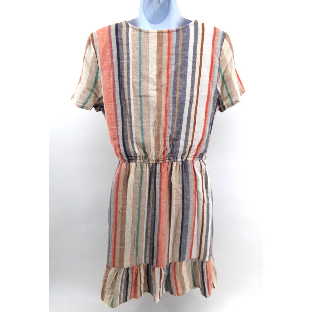 Blue Rain Womens stripe Wrap Sundress Sz SM V-Neck Cap Sleeve Summer Dress Boho - Picture 5 of 11